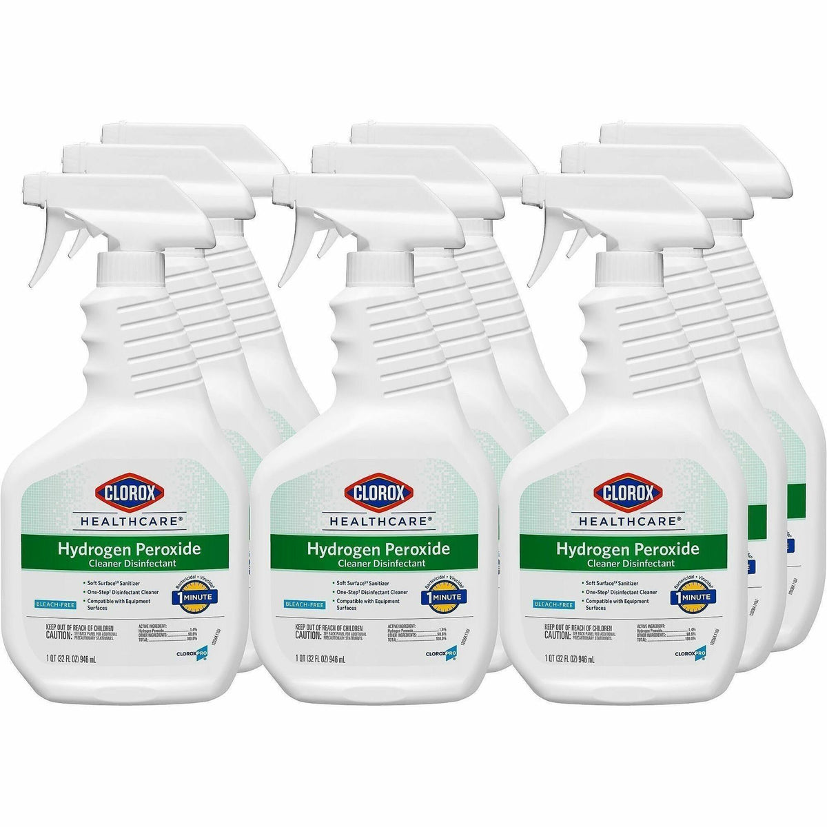 Clorox Healthcare Hydrogen Peroxide Cleaner Disinfectant Spray - 32 fl oz (1 quart) - Bleach-free, Disinfectant, Antibac