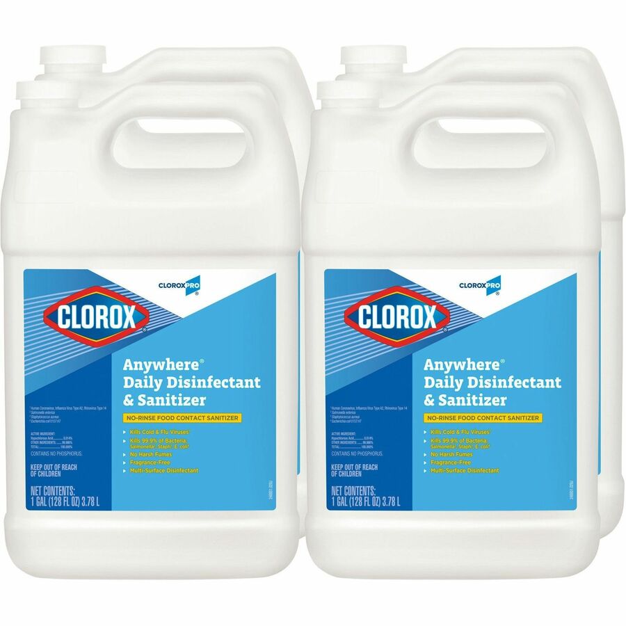 CloroxPro™ Anywhere Daily Disinfectant and Sanitizer Refill - 128 fl oz (4 quart) - Disinfectant, pH Balanced - Transluc