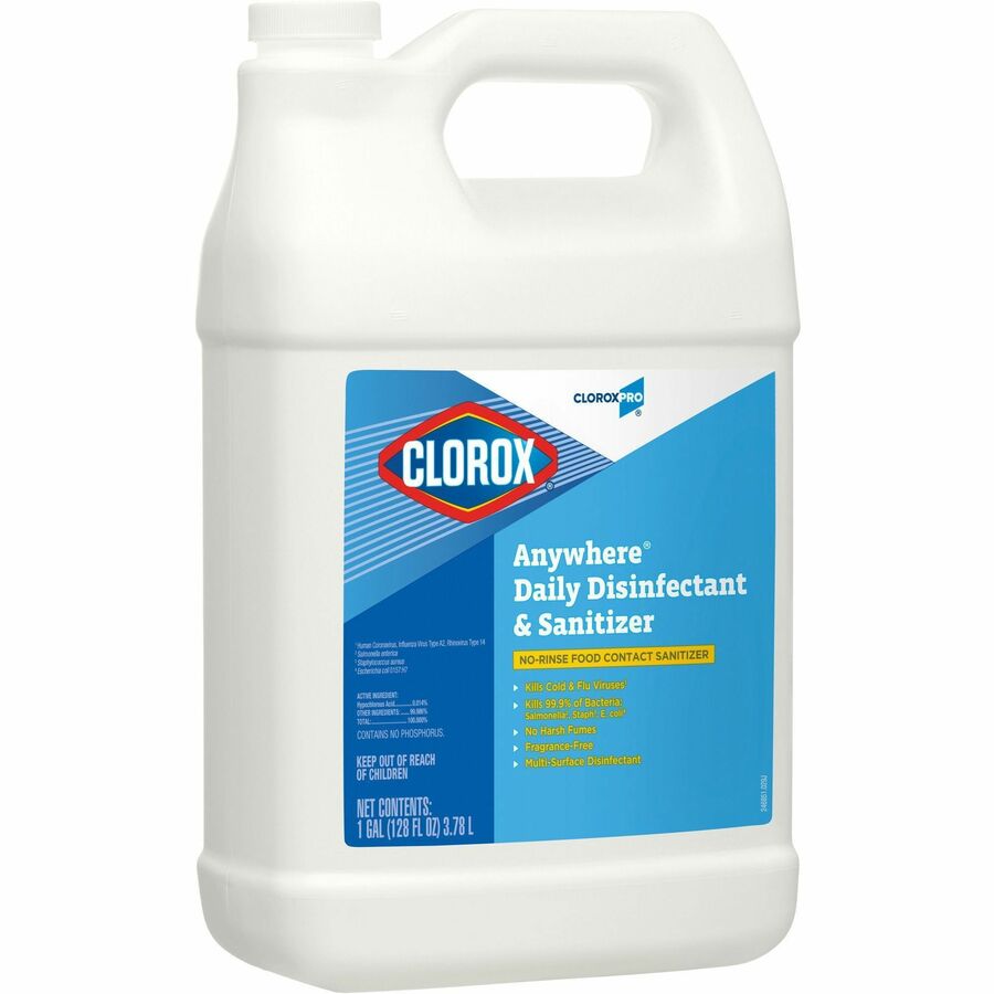 CloroxPro™ Anywhere Daily Disinfectant and Sanitizer Refill - 128 fl oz (4 quart) - Disinfectant, pH Balanced - Transluc