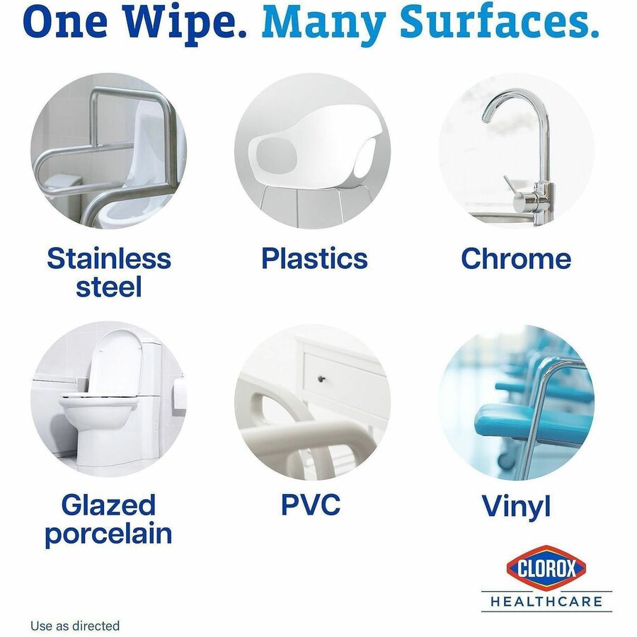 Clorox Healthcare VersaSure Cleaner Disinfectant Wipes - 8" Length x 6.75" Width - 6 / Carton