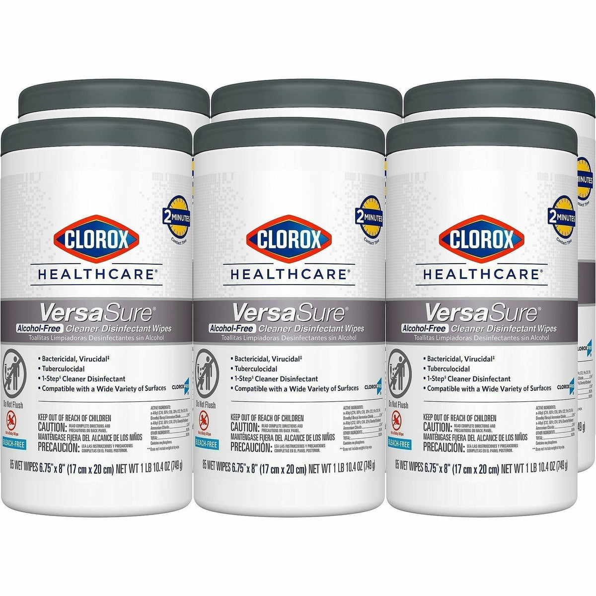 Clorox Healthcare VersaSure Cleaner Disinfectant Wipes - For Multi Surface, Multipurpose - Wipe - 8" Length x 6.75" Widt