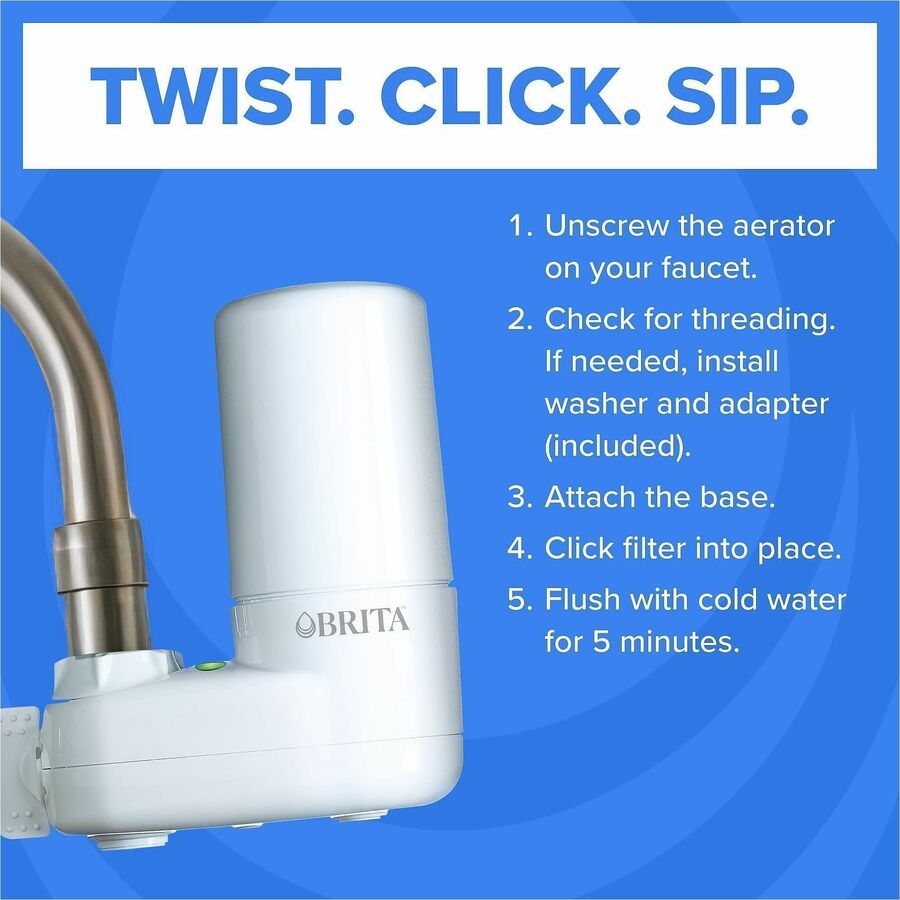 Brita Faucet Mount System with Elite Advanced Replacement Filter - Faucet - 100 gal Filter Life (Water Capacity) - 2 / P