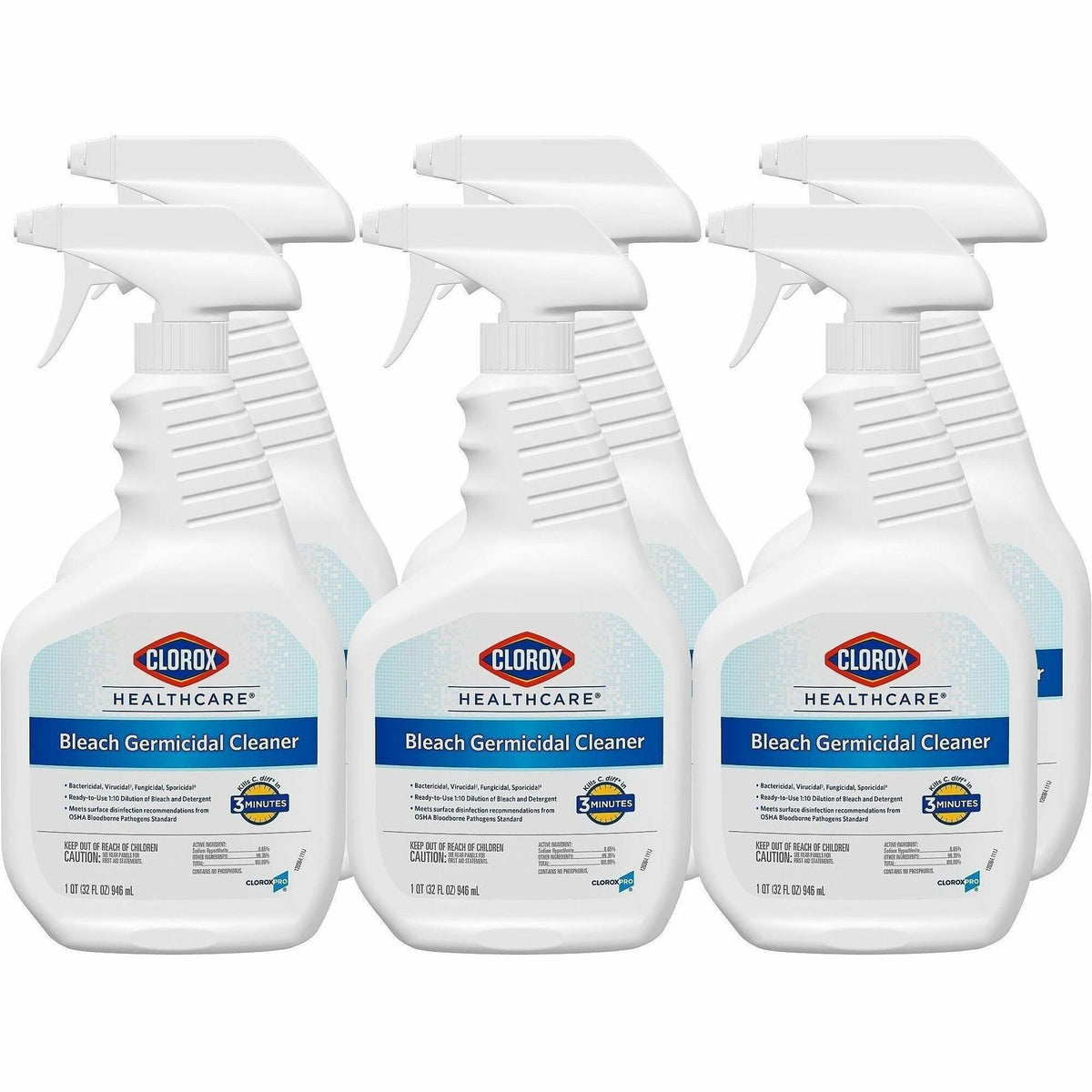 Clorox Healthcare Bleach Germicidal Cleaner Spray - Ready-To-Use - 32 fl oz (1 quart) - Anti-corrosive, Antibacterial, D