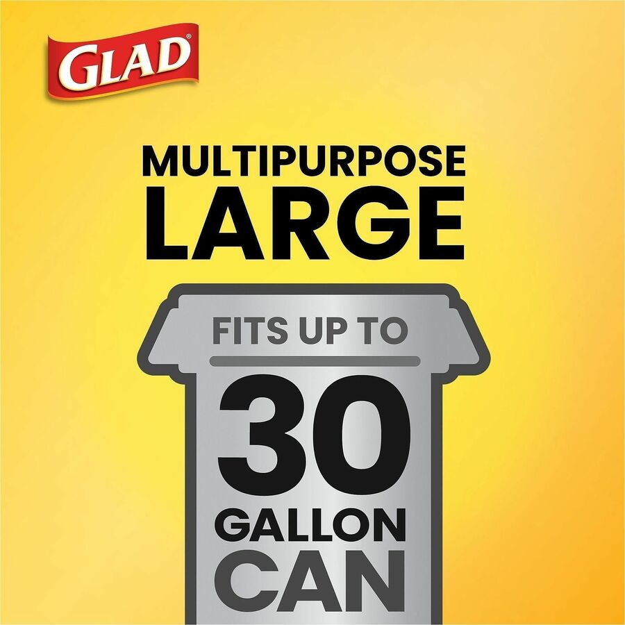 Glad Strong Large Drawstring Trash Bags - Large Size - 30 gal Capacity - 32.99" Length x 30" Width x 1.05 mil (27 Micron