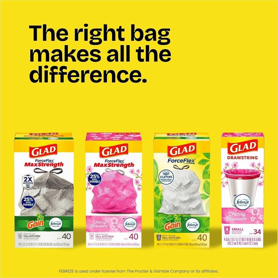 Glad ForceFlex Heavy-Duty Large Drawstring Trash Bags - Large Size - 30 gal Capacity - 3 / Carton