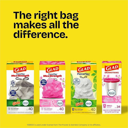 Glad ForceFlex Heavy-Duty Large Drawstring Trash Bags - Large Size - 30 gal Capacity - 3 / Carton