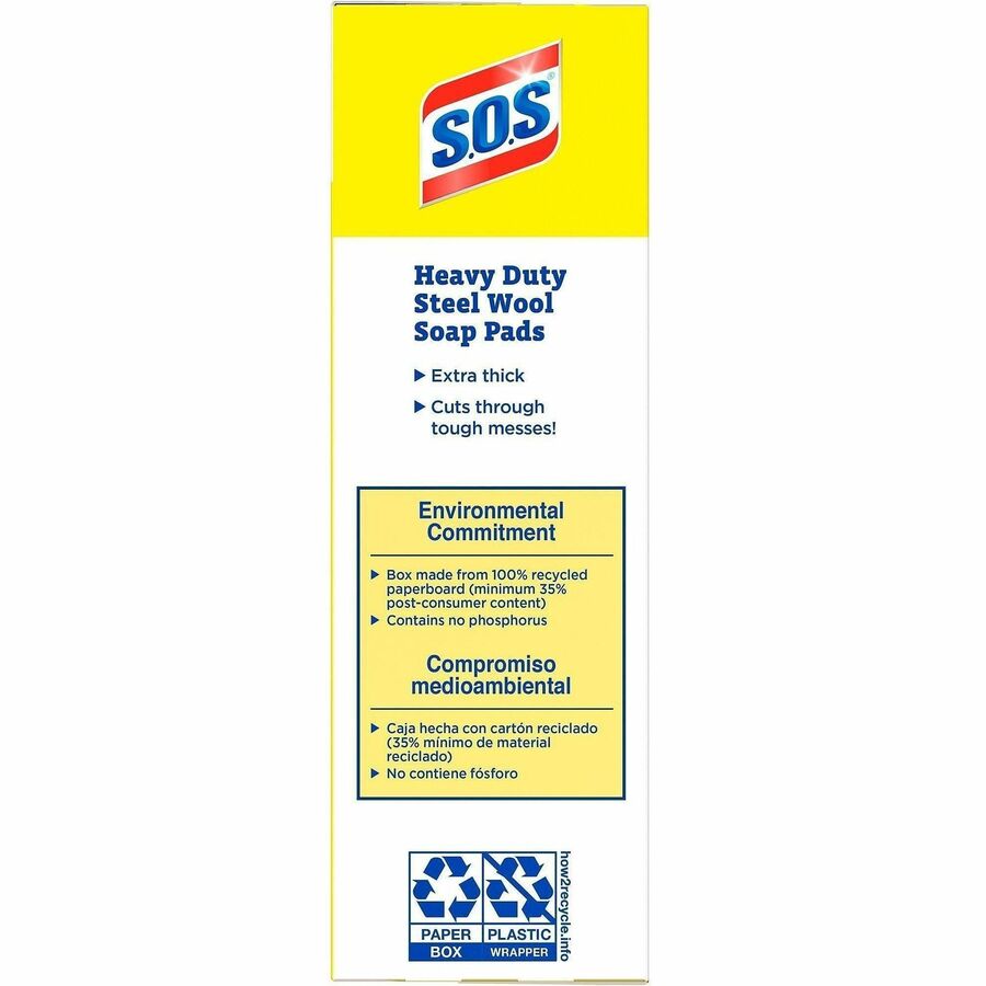 CloroxPro™ S.O.S® Steel Wool Soap Pads - For Kitchen, Breakroom, Restaurant, Food Service Area, Cafeteria - Pad - 4" Len