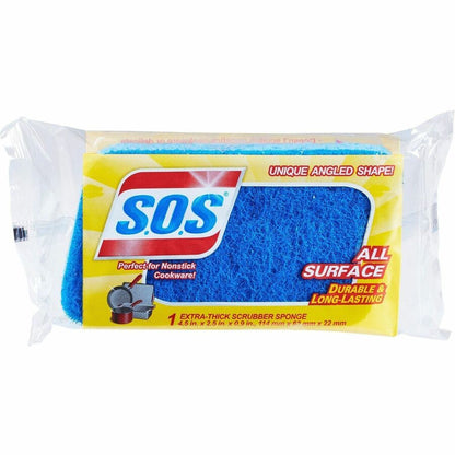 S.O.S All Surface Scrubber Sponge - 4.5" Height x 2.5" Width x 0.9" Depth - 175 / Bundle - Cellulose, Scrim - Blue