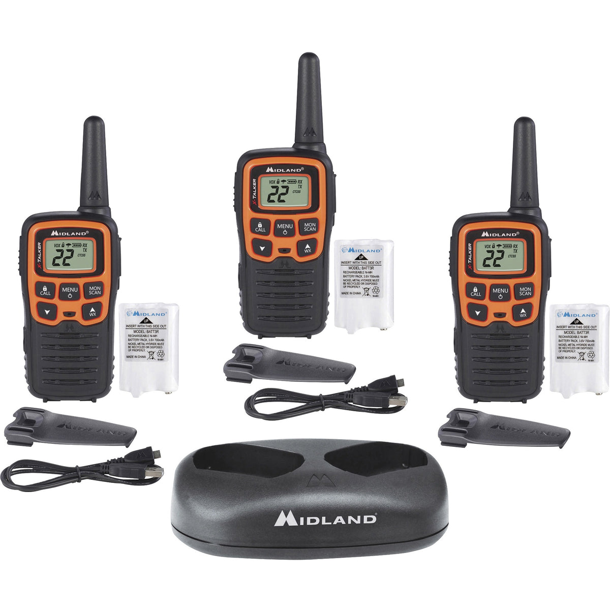 Midland X-TALKER T51X3VP3 Walkie Talkie Three Pack - 22 Radio Channels - 22 FRS - Upto 147840 ft - 38 Total Privacy Code