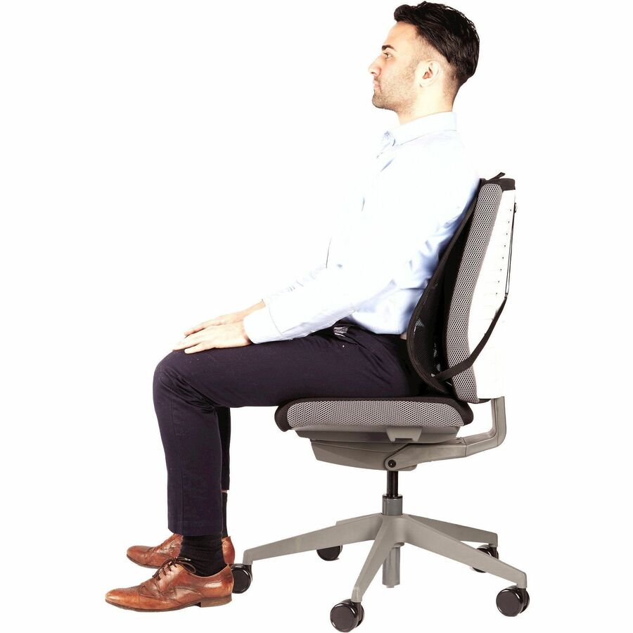 Fellowes Office Suites Mesh Back Support - Strap Mount - Black - Mesh Fabric - 1 Each