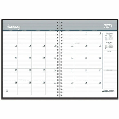 House of Doolittle Monthly Calendar Planner 2 Year Black Hard Cover 8-1/2 x 11 Inches - Julian Dates - Monthly - 24 Mont