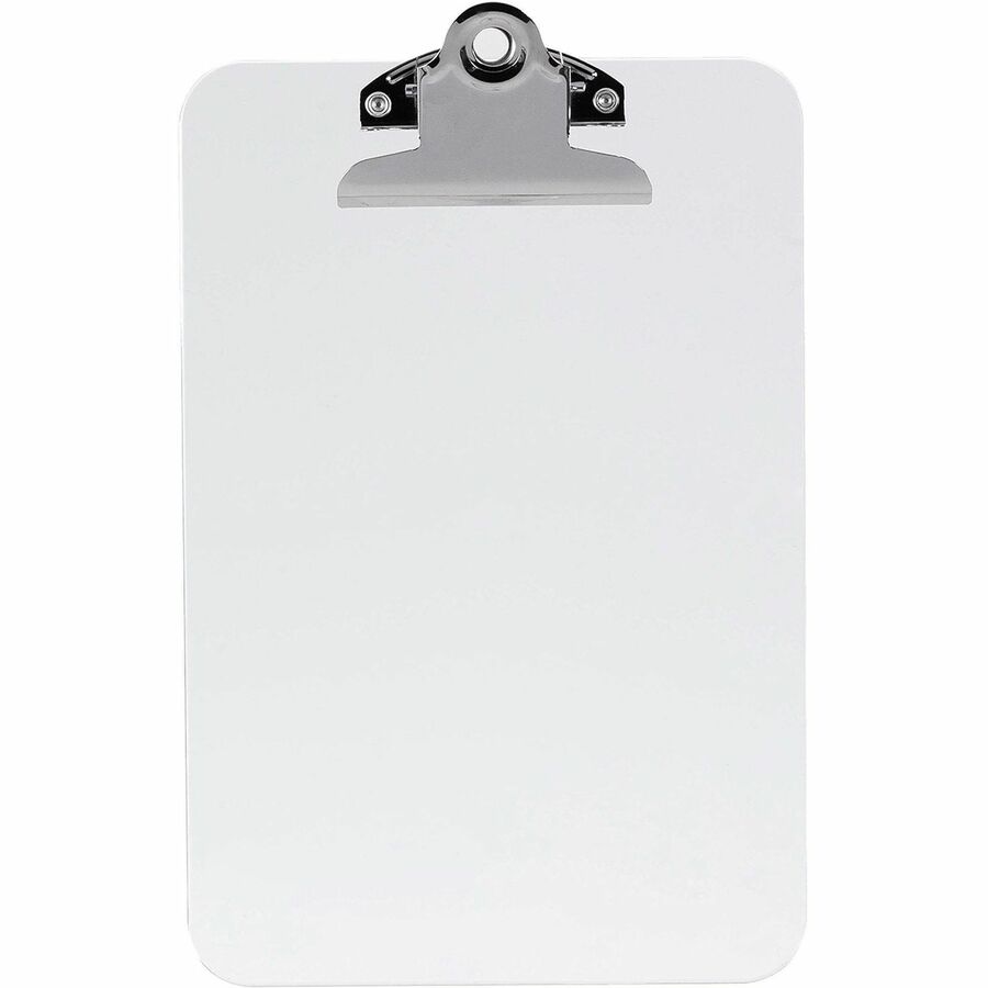 Business Source Plastic Clipboard - 6" x 9" Sheet Size - Spring Clip - Plastic - Clear - 12 / Box