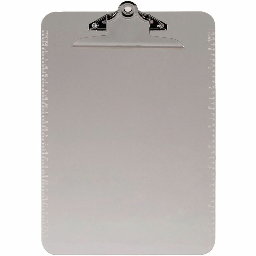 Business Source Spring Clip Plastic Clipboard - 8 1/2" x 11" Sheet Size - Spring Clip - Plastic - Smoke - 12 / Box