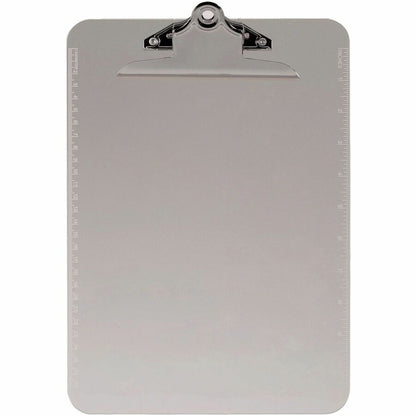 Business Source Spring Clip Plastic Clipboard - 8 1/2" x 11" Sheet Size - Spring Clip - Plastic - Smoke - 12 / Box