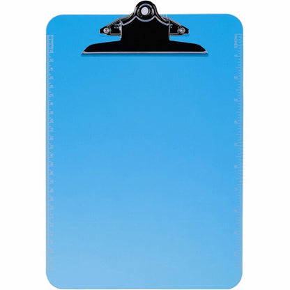 Business Source Spring Clip Plastic Clipboard - 8 1/2" x 11" Sheet Size - Spring Clip - Plastic - Blue - 12 / Box