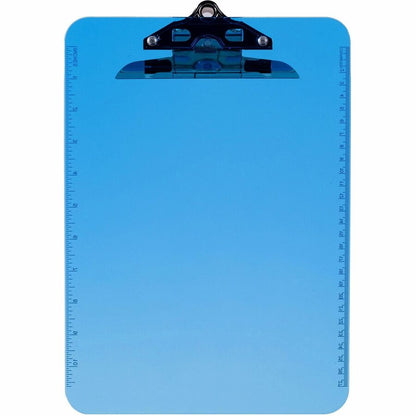 Business Source Spring Clip Plastic Clipboard - 8 1/2" x 11" Sheet Size - Spring Clip - Plastic - Blue - 12 / Box