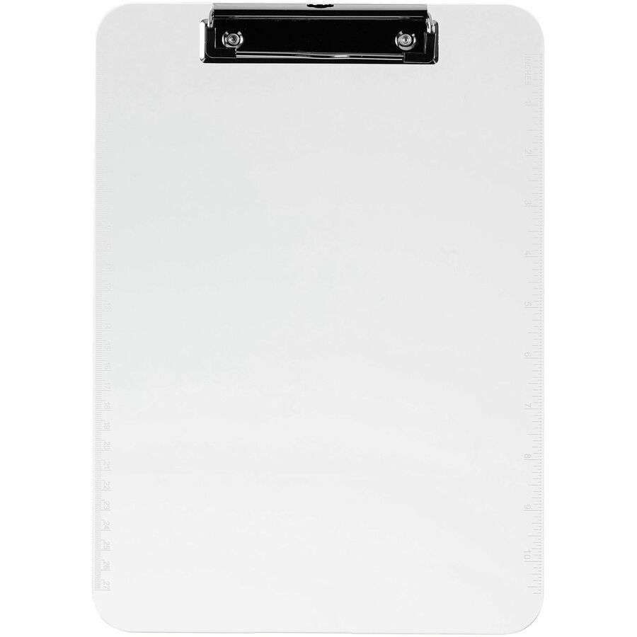 Business Source Flat Clip Clipboard - 9" x 12" Sheet Size - Plastic - Clear - 6 / Bundle