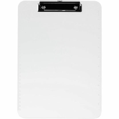 Business Source Flat Clip Clipboard - 9" x 12" Sheet Size - Plastic - Clear - 6 / Bundle