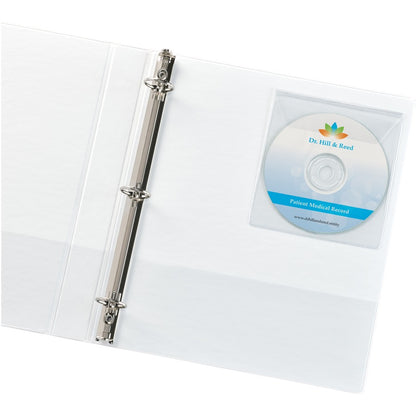 Avery® Vinyl Self-Adhesive Media/CD/DVD Pockets - 10 x CD/DVD Capacity - Top Loading - Clear - Vinyl - 10 / Pack