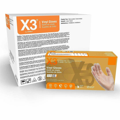 Ammex GPX3 Clear Vinyl Industrial Latex Free Disposable Gloves (Case of 1000) - 3 mil Thickness - Polymer Coating - Medi