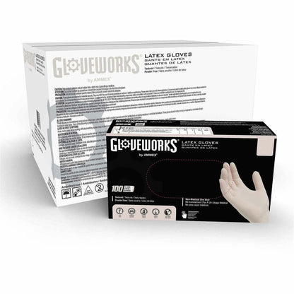 Ammex Gloveworks Ivory Latex Industrial Powder Free Disposable Gloves (Case of 1000) - 5 mil Thickness - Large Size - 10