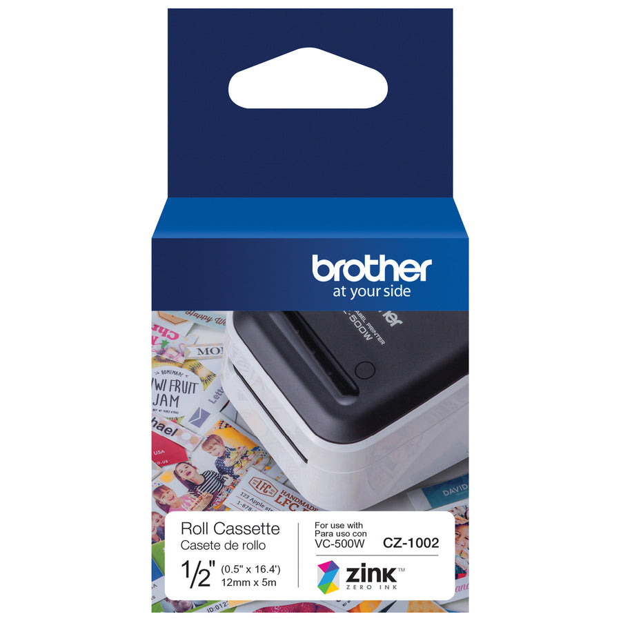 Brother Multipurpose Label - 1/2" Width - Zero Ink (ZINK) - Paper - Water Resistant - 1 Each