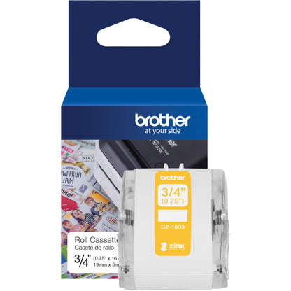 Brother Multipurpose Label - 3/4" Width - Zero Ink (ZINK) - Paper - Water Resistant - 1 Each