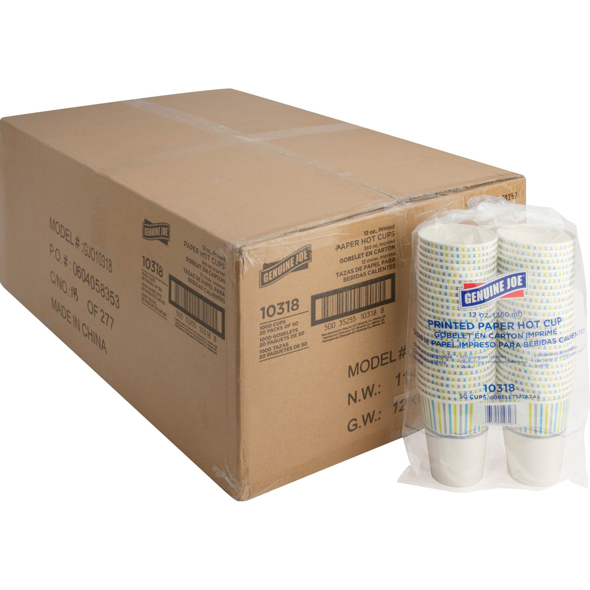 Genuine Joe 12 oz Hot Beverage Cups - 12 fl oz - Assorted - Paper - Hot Chocolate, Cappuccino, Tea, Coffee, Beverage - 5