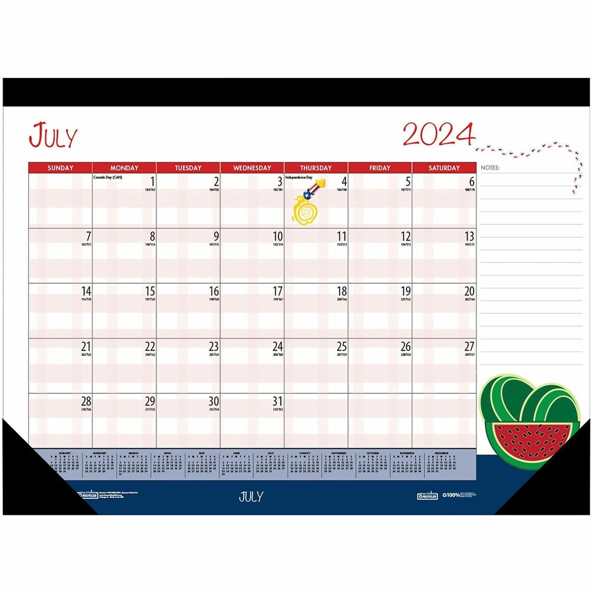 House of Doolittle Seasonal Holiday Academic Desk Pad - Academic - Julian Dates - Monthly - 12 Month - July 2026 to June