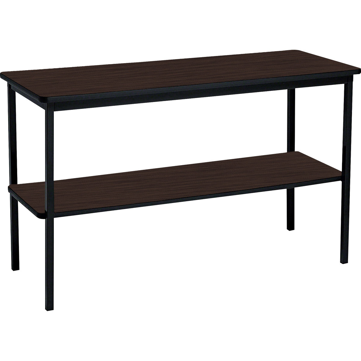 Iceberg Utility Table - Walnut Laminate Rectangle Top - Powder Coated Black Base - 500 lb Capacity - 1 Each