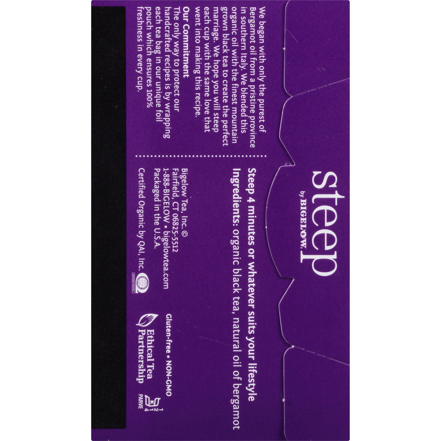 Steep by Bigelow® Organic Earl Grey Black Tea Bag - 1.3 oz - 20 Teabag - GMO Free - Kosher - Organic - 20 / Box