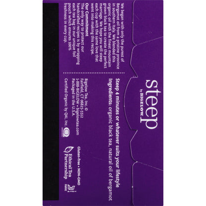 Steep by Bigelow® Organic Earl Grey Black Tea Bag - 1.3 oz - 20 Teabag - GMO Free - Kosher - Organic - 20 / Box
