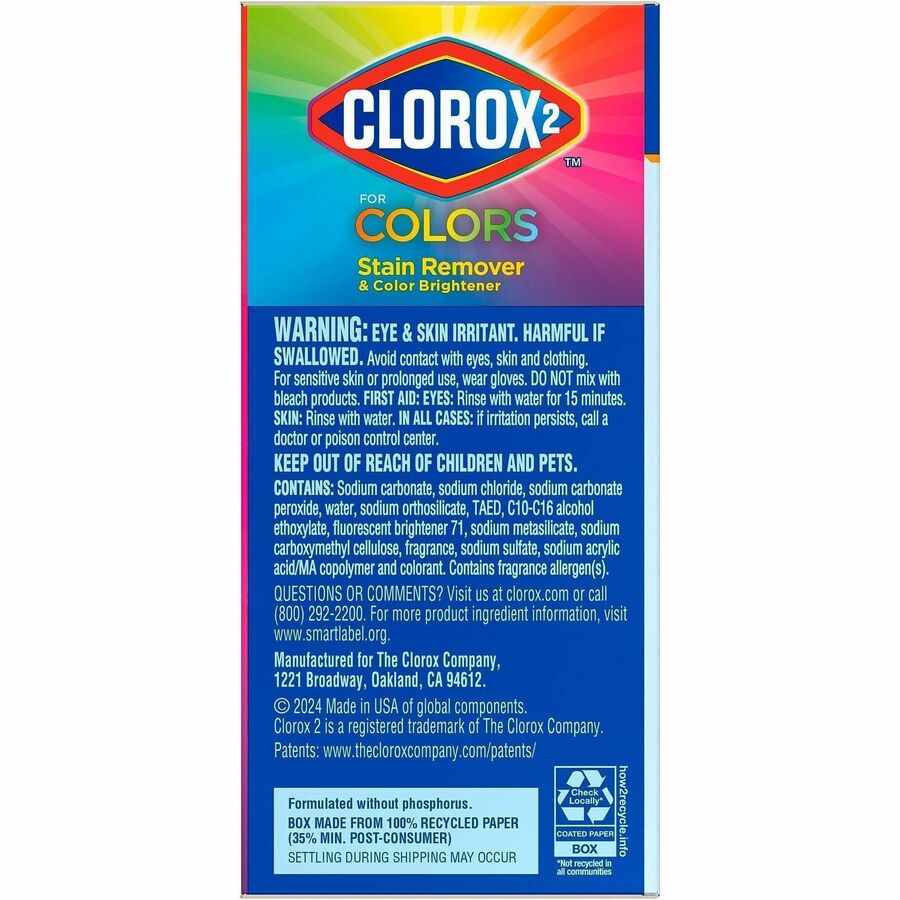 Clorox for Colors Stain Remover and Color Brightener Powder - For Hotel, Restaurant, Day Care - Powder - 49.20 oz (3.07 