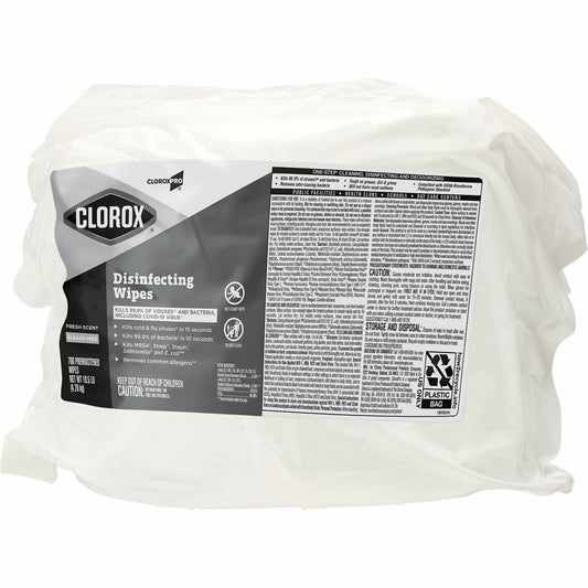 CloroxPro™ Disinfecting Wipes - For Multipurpose - Fresh Scent - 7" Length x 7" Width - Bleach-free, Pre-moistened, Anti