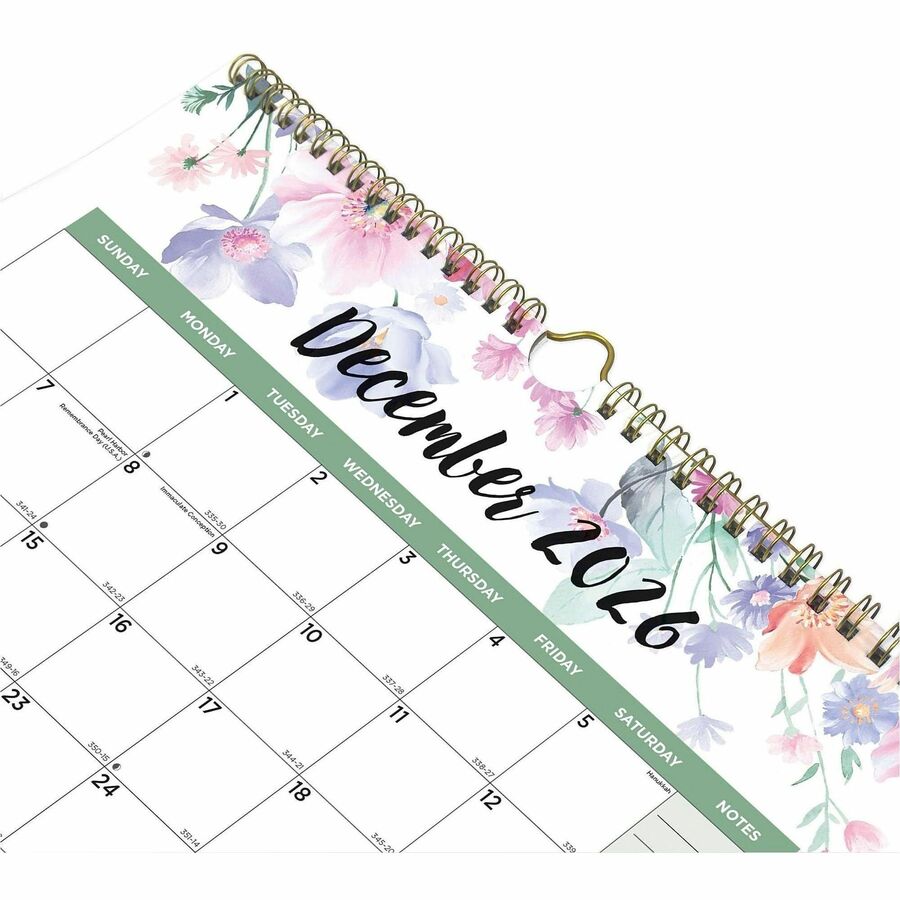Blueline 3-Month Colorful Wall Calendar - Professional - Julian Dates - Monthly - 14 Month - December 2026 to January 20