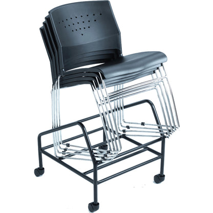 Boss Black Stack Chair With Chrome Frame, 1Pc Pack - Black Seat Color - Polypropylene Seat Material - Black Back Color -