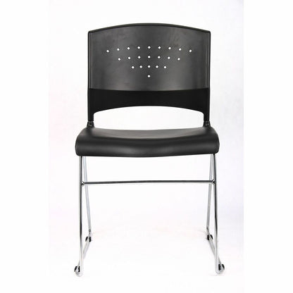 Boss Black Stack Chair With Chrome Frame, 1Pc Pack - Black Seat Color - Polypropylene Seat Material - Black Back Color -