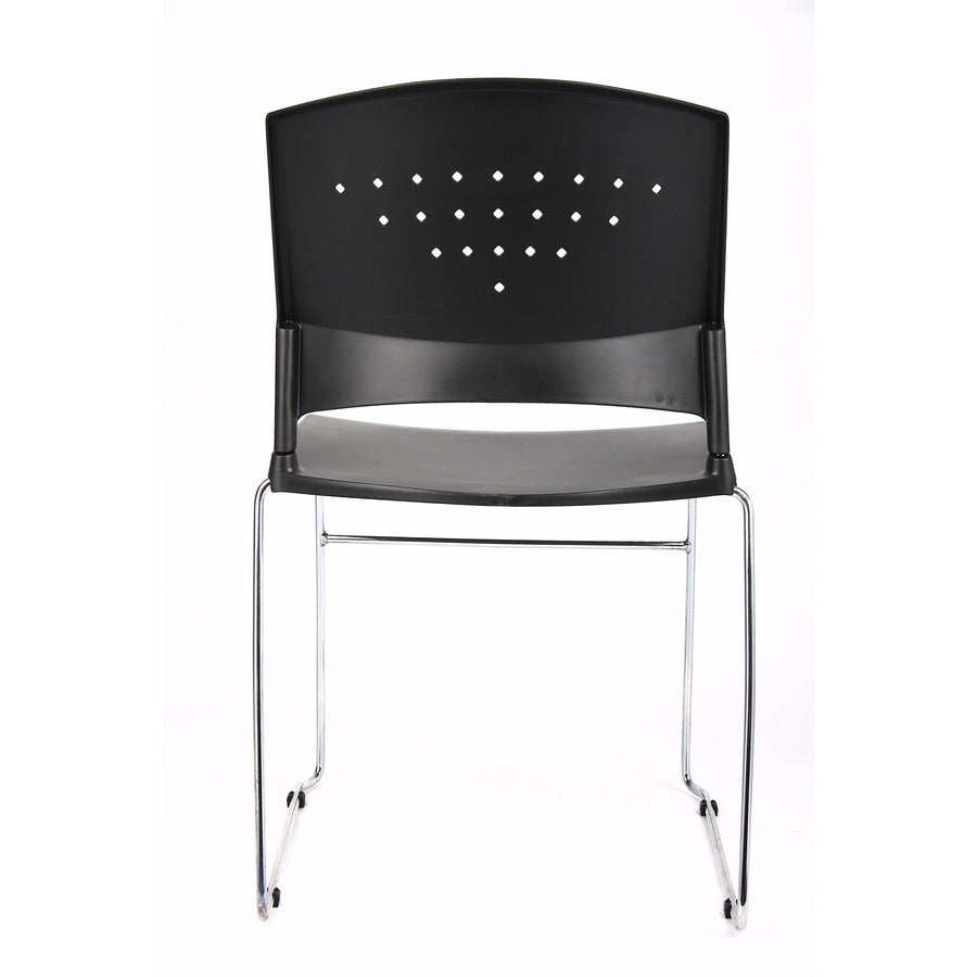 Boss Black Stack Chair With Chrome Frame 4 Pcs Pack - Black Seat Color - Polypropylene Seat Material - Black Back Color 