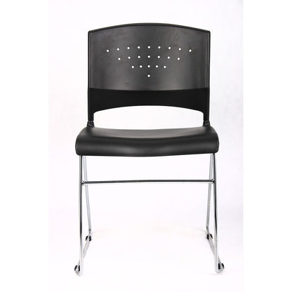 Boss Black Stack Chair With Chrome Frame 4 Pcs Pack - Black Seat Color - Polypropylene Seat Material - Black Back Color 