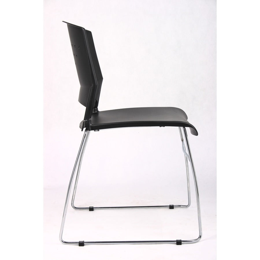 Boss Black Stack Chair With Chrome Frame 5 Pcs Pack - Black Seat Color - Polypropylene Seat Material - Black Back Color 
