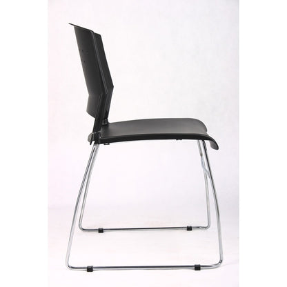 Boss Black Stack Chair With Chrome Frame 5 Pcs Pack - Black Seat Color - Polypropylene Seat Material - Black Back Color 