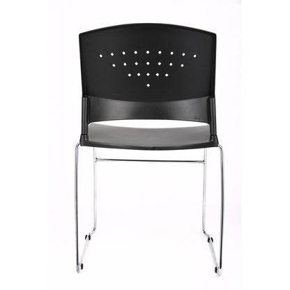 Boss Black Stack Chair With Chrome Frame 5 Pcs Pack - Black Seat Color - Polypropylene Seat Material - Black Back Color 