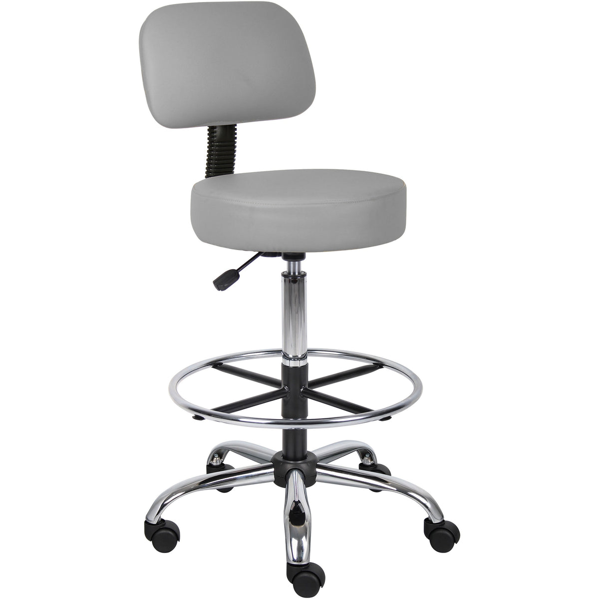 Boss B16245-GY Drafting Stool - Gray Seat Color - Vinyl, Foam Seat Material - Gray Back Color - Vinyl, Plush Back Materi