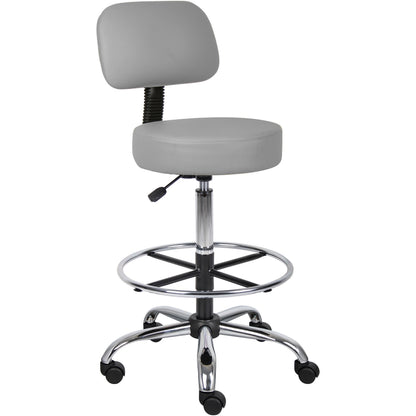 Boss B16245-GY Drafting Stool - Gray Seat Color - Vinyl, Foam Seat Material - Gray Back Color - Vinyl, Plush Back Materi