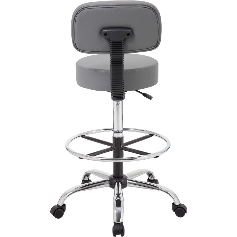 Boss B16245-GY Drafting Stool - Gray Seat Color - Vinyl, Foam Seat Material - Gray Back Color - Vinyl, Plush Back Materi