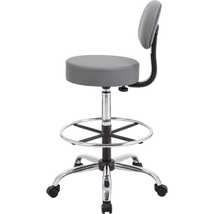 Boss B16245-GY Drafting Stool - Gray Seat Color - Vinyl, Foam Seat Material - Gray Back Color - Vinyl, Plush Back Materi