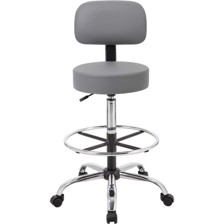 Boss B16245-GY Drafting Stool - Gray Seat Color - Vinyl, Foam Seat Material - Gray Back Color - Vinyl, Plush Back Materi