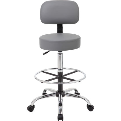 Boss B16245-GY Drafting Stool - Gray Seat Color - Vinyl, Foam Seat Material - Gray Back Color - Vinyl, Plush Back Materi