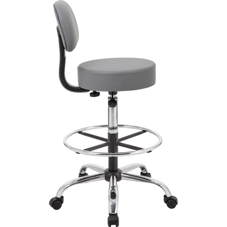 Boss B16245-GY Drafting Stool - Gray Seat Color - Vinyl, Foam Seat Material - Gray Back Color - Vinyl, Plush Back Materi