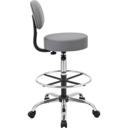 Boss B16245-GY Drafting Stool - Gray Seat Color - Vinyl, Foam Seat Material - Gray Back Color - Vinyl, Plush Back Materi